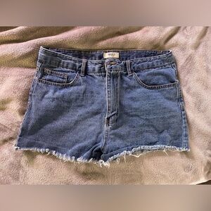 Forever 21 Blue Jean Shorts with Frayed Hem